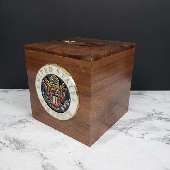 Air Force Solid Wood Tissue Box Cover Vintage - Picture 2 of 10